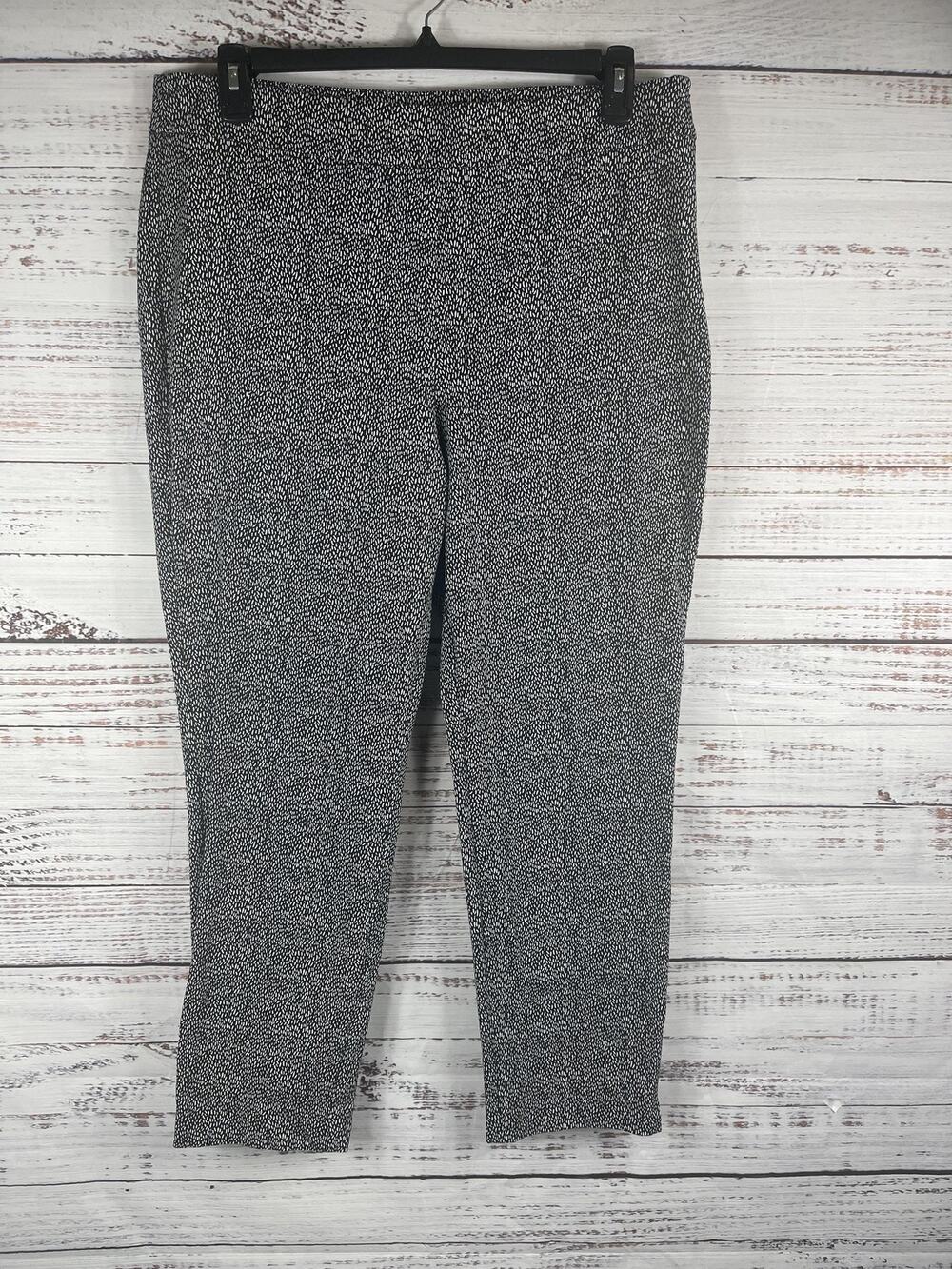 Talbots Pants Women's 16 Black White Chatham Ankle Side Zip Stretch Tapered Leg